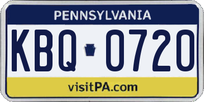 PA license plate KBQ0720