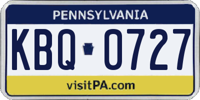 PA license plate KBQ0727