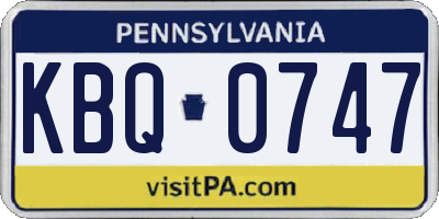 PA license plate KBQ0747