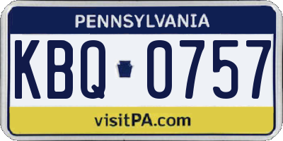 PA license plate KBQ0757