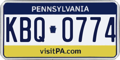 PA license plate KBQ0774