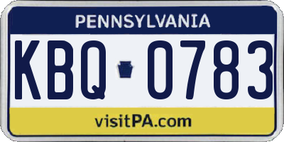 PA license plate KBQ0783