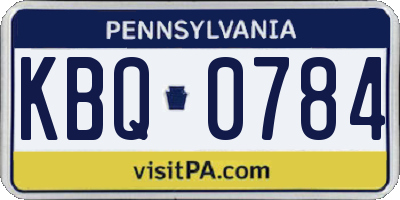 PA license plate KBQ0784