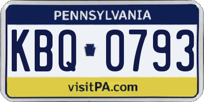 PA license plate KBQ0793