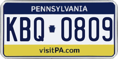 PA license plate KBQ0809