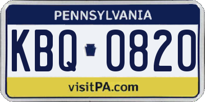 PA license plate KBQ0820