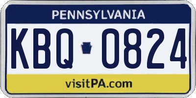PA license plate KBQ0824