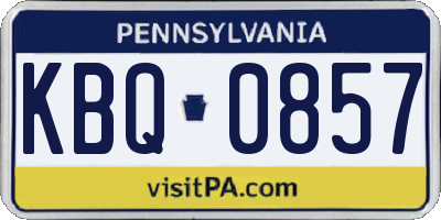 PA license plate KBQ0857