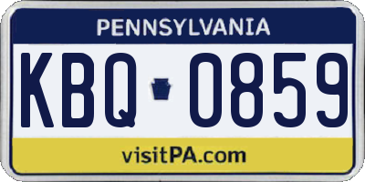 PA license plate KBQ0859