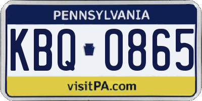 PA license plate KBQ0865