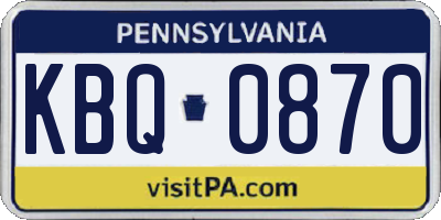 PA license plate KBQ0870