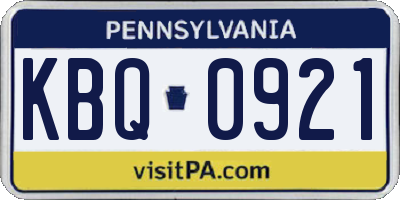 PA license plate KBQ0921