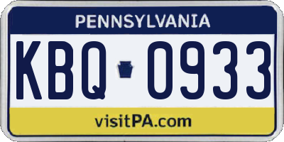 PA license plate KBQ0933