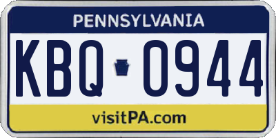 PA license plate KBQ0944