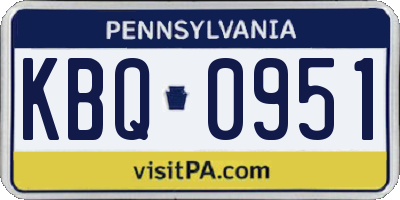PA license plate KBQ0951