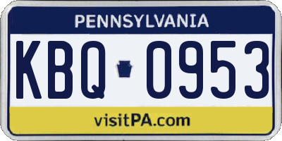 PA license plate KBQ0953