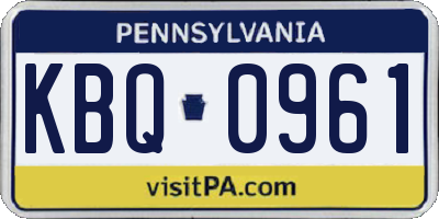 PA license plate KBQ0961