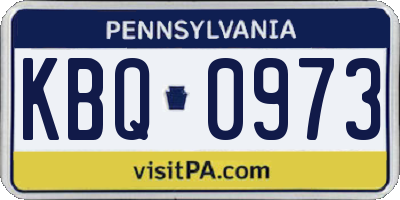 PA license plate KBQ0973
