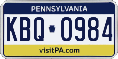 PA license plate KBQ0984