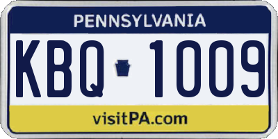 PA license plate KBQ1009