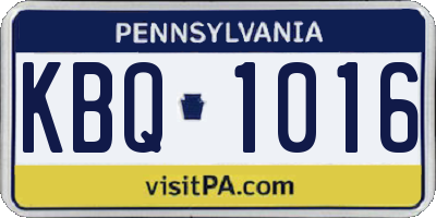 PA license plate KBQ1016