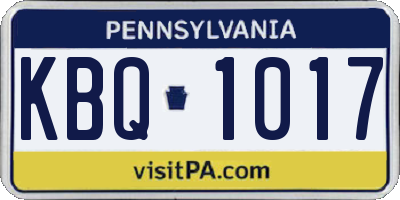 PA license plate KBQ1017