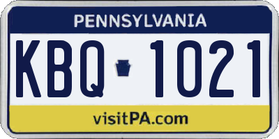 PA license plate KBQ1021