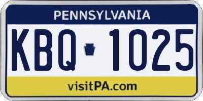 PA license plate KBQ1025