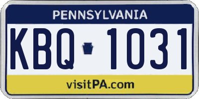 PA license plate KBQ1031