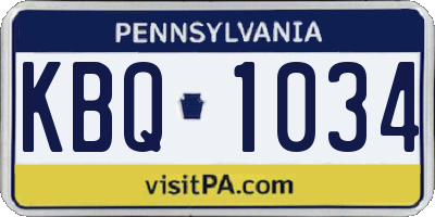 PA license plate KBQ1034