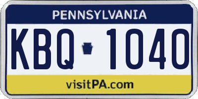 PA license plate KBQ1040