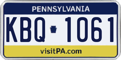 PA license plate KBQ1061