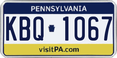 PA license plate KBQ1067