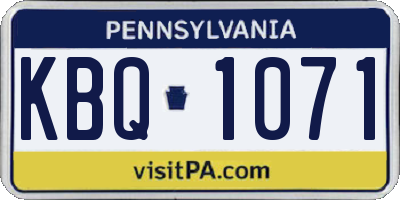 PA license plate KBQ1071