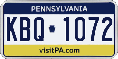 PA license plate KBQ1072