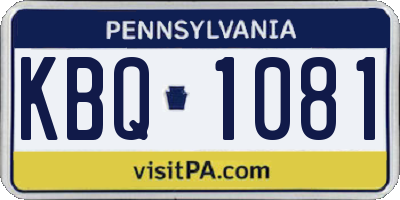 PA license plate KBQ1081