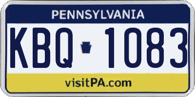 PA license plate KBQ1083