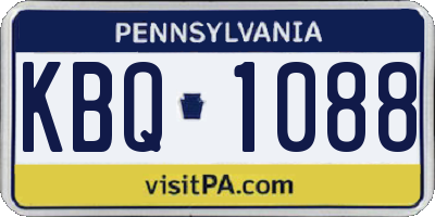 PA license plate KBQ1088