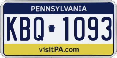 PA license plate KBQ1093