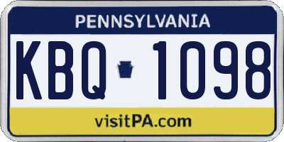 PA license plate KBQ1098