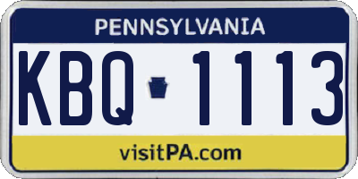 PA license plate KBQ1113