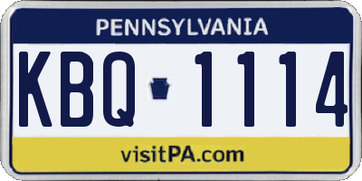 PA license plate KBQ1114