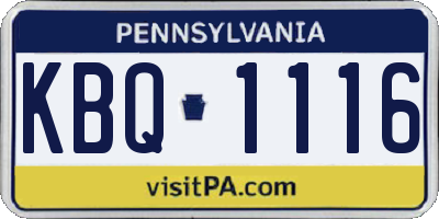 PA license plate KBQ1116