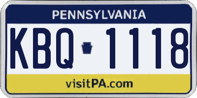 PA license plate KBQ1118