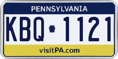 PA license plate KBQ1121