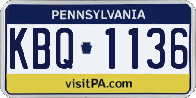 PA license plate KBQ1136