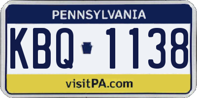 PA license plate KBQ1138