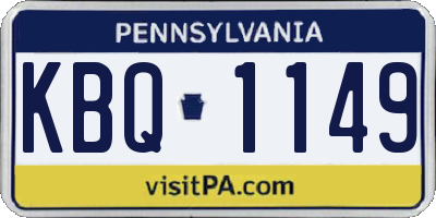 PA license plate KBQ1149