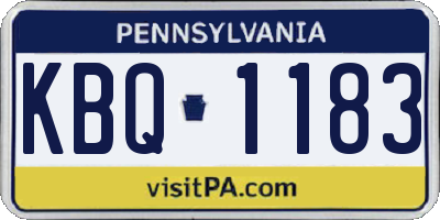 PA license plate KBQ1183