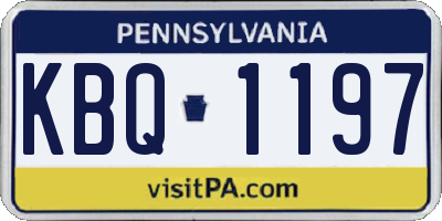 PA license plate KBQ1197